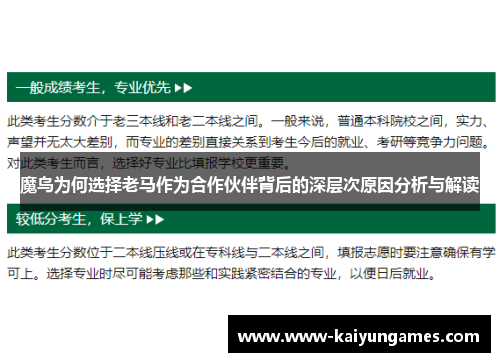 魔鸟为何选择老马作为合作伙伴背后的深层次原因分析与解读